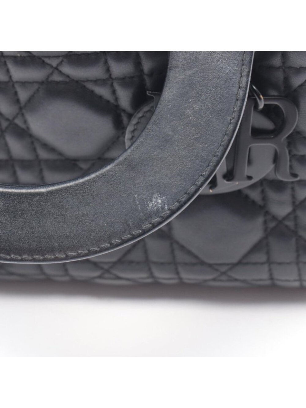 Dior Handbag Lady Mini 2-Way Black Leather Cannage Tote - Picture 6 of 11